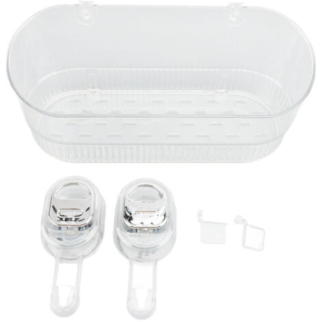 Boîte de Rangement avec Ventouse pour Salle de Bain Multifonctionnelle Résistant à l'eau Plastique Drainage efficace Organisation pour Toiletries Transparent (1/5)