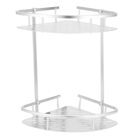 Étagère de Douche à 2 Étagères en Aluminium pour Mur Coin Rack Shower Espace (1/4)