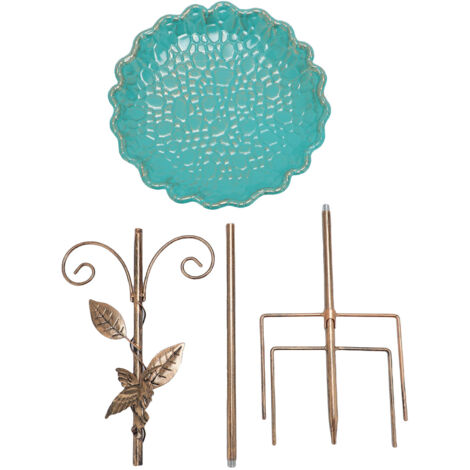 Bain d'oiseaux sur piquet réglable en fer vintage résistant au gel pour jardin et terrasse (1/5)