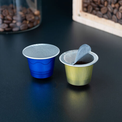200 couvercles en aluminium pour dosettes de café de 34,5 mm, avec fermeture hermétique, pour la maison, les cafés et les bureaux. (1/3)