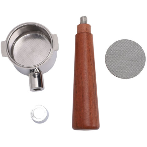Portafilter sans fond 51mm Compatible machines café Breville, Delonghi, Gaggia, cuvette 2 tasses, manche bois et disque screen, réutilisable (1/5)