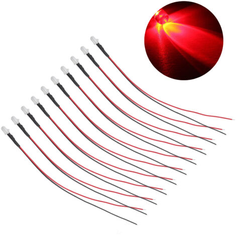[LED Light Diode] Prewired - 10pcs - 5mm - Red - Decoration DIY Electronic - Voltage 5‑12V (1/4)