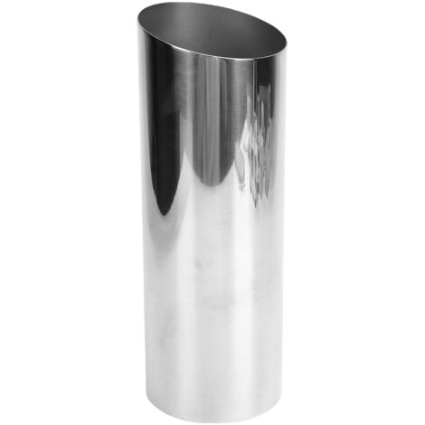 Vase en Stainless Steel Cylinder Slant Mouth Silver Color Modern pour Desktop Ornament