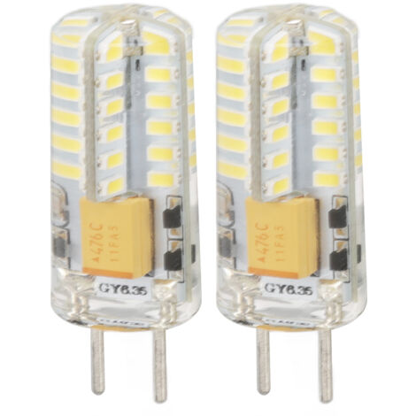 Ampoule LED GY6.35 Économique 6000K 3W 48 LEDs 12V - 2 Ampoules pour Lustre et Lampe, Protection des Yeux, Éclairage 360°