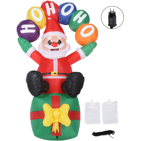 Père Noël gonflable LED de 1,8m pour jardin, en polyester imperméable avec lumière intégrée (1/5)
