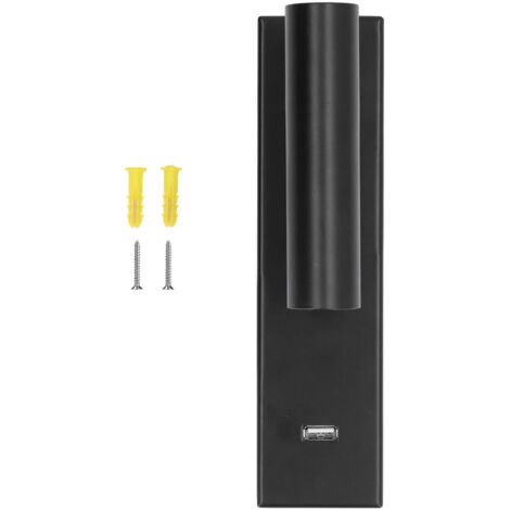 Lampe murale de lecture LED minimaliste avec port USB et interrupteur pour chambre, aluminium, 20cm base, rotatable 350°, 5V 2A (1/4)