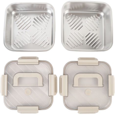 Boîte de Conservation Alimentaire - 2 Contenants Hermétiques en Acier Inoxydable pour Réfrigérateur (20.5 cm) - Stockage Fruits et Aliments Multifonctionnel (1/5)