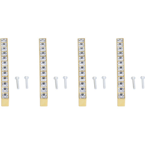 Poignées Cristal Diamant pour Cabinet et Commode - Lot de 4 - Zinc Doré - 128mm Distance entre Trou - Installation Facile avec Vis (1/4)