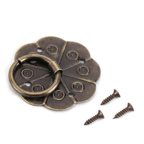 Poignées de Décor Vintage pour Meubles en Fer Antique, 20 Pcs pour Armoire/Table/Porte avec Anneau, Hardware 3x3cm, Robustes et Durables avec Plaque de Cuivre (1/4)