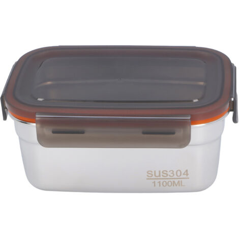 Boîte alimentaire rectangle en acier inoxydable 304, étanche, multi-usages, pour maison et voyages, 1100ML/18.5x10x8.5cm (1/5)
