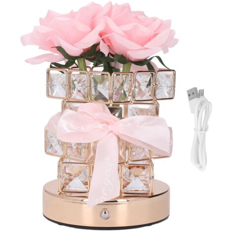 Lampe Rose LED Rechargeable Touch Control Dimmable 3 Temperature Couleur Cordless Pour Déco Salon (1/4)