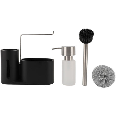 Set de Dispenser pour Savon Liquide de Cuisine 3Pcs avec Rack de Stockage pour Balle et Brosse - Design Compact et Pratique pour Sink (1/5)