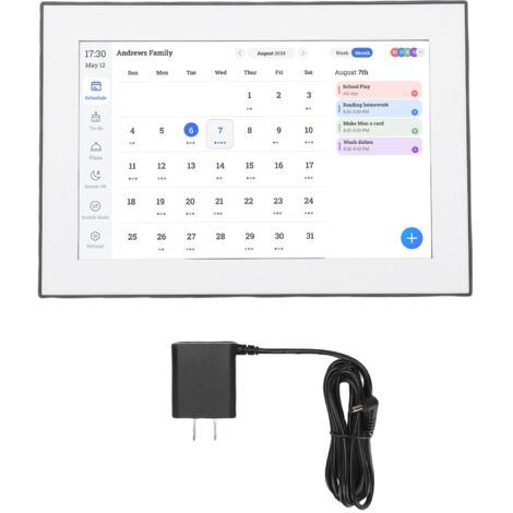 Calendrier Électronique Intelligent 10.1 Pouces Wi-Fi avec Planification des Repas, Cadre Photo Numérique, App Sync pour Planifier les Schedules Familiaux US Plug (1/4)