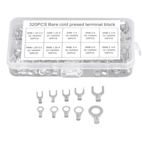 Kit de 320 Terminals à Embrocher Non Isolés en Cuivre pour Batterie et Électricité avec Boîte de Rangement (1/4)