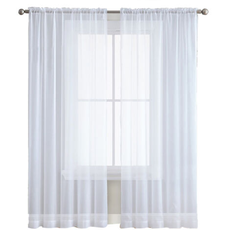 Voile Sheers Deux Panels Rod Pocket Blanc Légères Curtains Transparents Véritable Ciel (1/5)