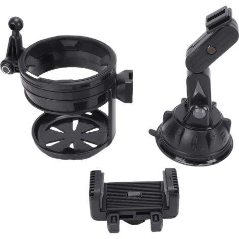 Support pour Téléphone et Porte-Gobelet pour Voiture, 2 en 1, Fixation Rotative 360° par Ventouse Nano Compatible 4-7,2 Pouces, Gris ABS (1/5)