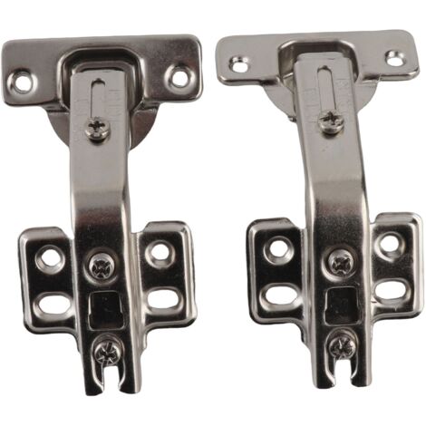 Paquet de 2 charnières 135° pour coin de meuble/armoire - Bloc amortisseur intégré - 4 trous      250g max. (1/5)