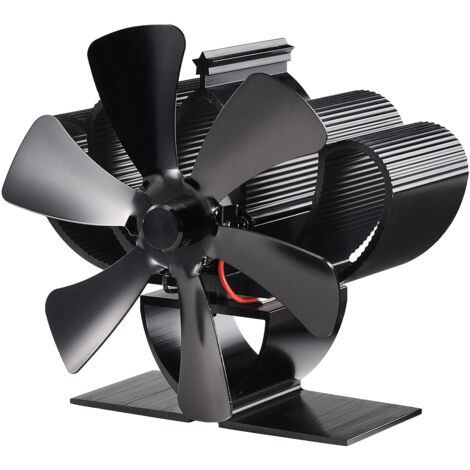 Ventilateur de Cheminée Mini 6 Pales Blanc Support Reversible Aide à la Circulation d'Air (1/5)