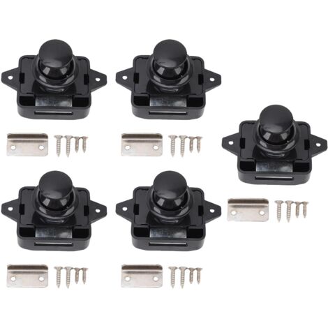 Loquet pour Porte de Cabinet avec Bouton-poussoir Alliage de Zinc [5 Unités] - Noir pour RV Motorhome (1/5)