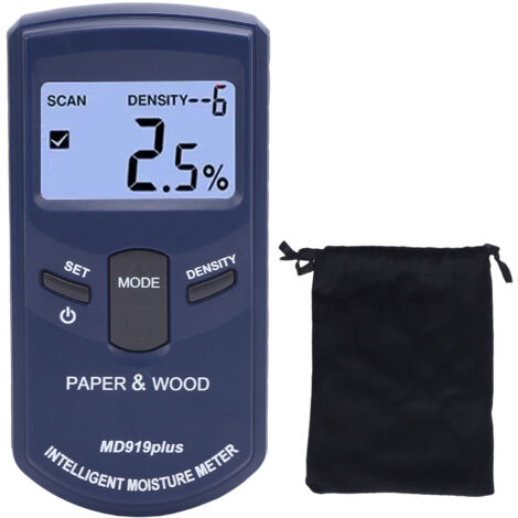 Détecteur d'humidité numérique - Testeur bois, béton, papier et air - Plage de mesure: bois (2-80%), béton (profondeur 25mm) - Avec écran backlit et arrêt automatique (1/5)