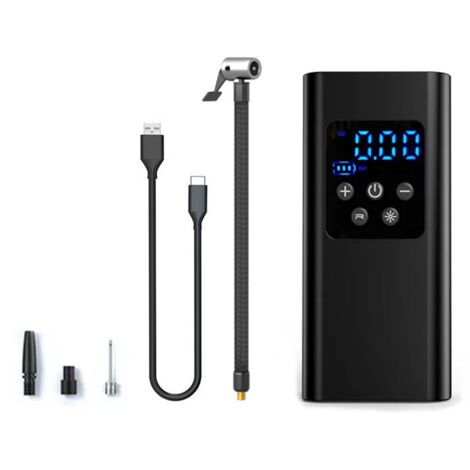 Pompe à air électrique portable rechargeable 6000mAh 150PSI avec écran LCD et lumière LED pour vélo voiture ballon (1/5)
