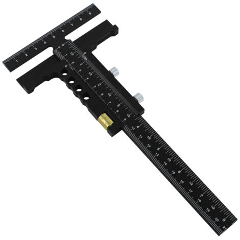 Équerre de Mesure en Alliage d'Aluminium T-Shape pour Bois - Scieur Professionnel DIY - Noir (1/4)