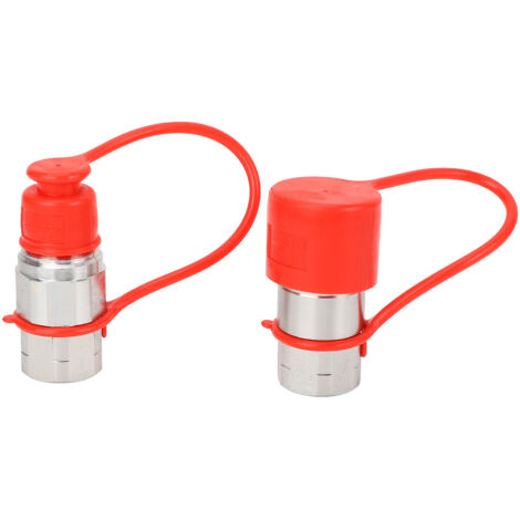 2PCS Raccord Hydraulique à Plat avec Capsules Anti-Poussière 1/2 NPT Thread Flat Face Quick Connect Fittings pour Skip Steer Loader (1/4)
