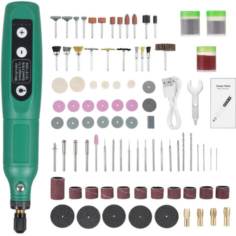 Outils Rotatif Sans Fil 173Pcs 3.7V Li-Ion 5 Vitesses USB Charging pour DIY, Polissage Jade, Finition Bois, Soins Animal (Gris, ABS+Metal) (1/5)
