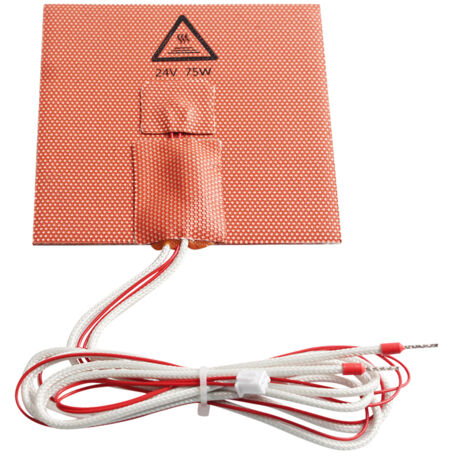 Mat chauffant silicone 24V pour imprimante 3D avec thermistance - 100x100mm pour V0 - puissance 75W et température élevée jusqu'à 200°C (1/4)