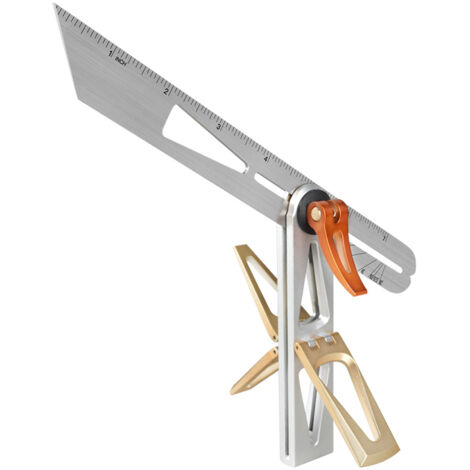 Équerre de Menuiserie Professionnelle T-Shape Multifonction, Règle à Angle Mobile et Outil de Traçage Dovetail en Acier Inoxydable, Double-Scale avec Embouts de Précision 205mm/90g (1/4)