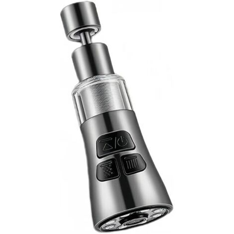Adaptateur de robinet de cuisine - 360° pivotant, 3 modes anti-éclaboussures ABS avec filtre 316 microns, filetage femelle 55/64" (Chrome) (1/5)