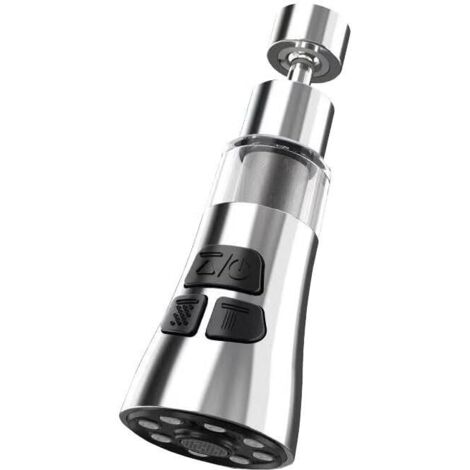 Mousseur de Robinet pour Évier - Rotation 360°, Adaptateur Anti-Gouttes ABS avec Filtre 316 Microns et 3 Modes d'Eau (Chrome, 55/64" Femelle) (1/5)