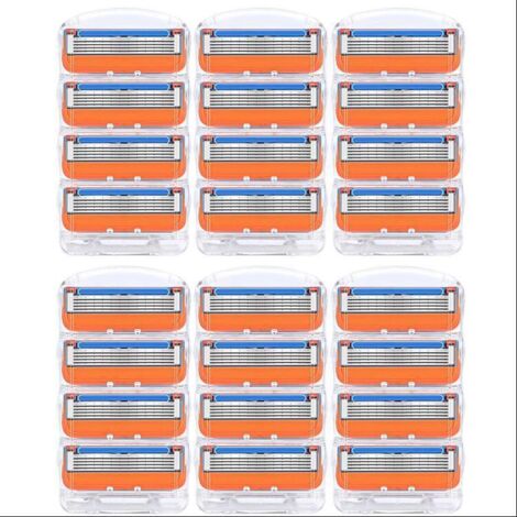 Rasoir manuel à cinq lames, compatible tête de rasoir universelle (24 têtes orange) - Idéal pour barbes courtes, longues et épaisses (1/3)