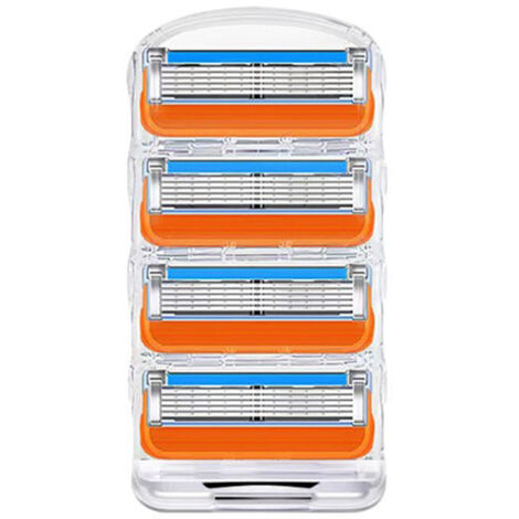 5 lames de rasoir manuel pour hommes - Compatible avec les rasoirs 5 lames tête orange (Cartouche avec 4 lames) (1/4)