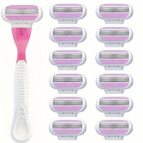 Rasoir manuel pour femmes – Triple lame inox pour maillot et corps – Poignée ergonomique + 12 cartouches de rechange (étui voyage) (1/4)