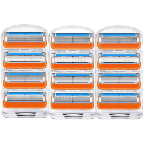 Rasoir pour femmes à 5 lames – compatible avec les rasoirs Gillette (5 lames, orange, 3 têtes (paquet de 12))