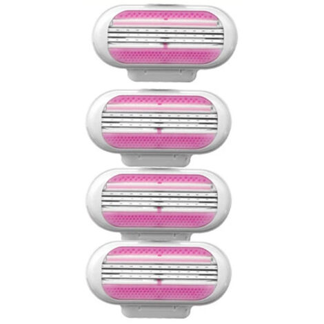Pack Rose - Rasoir Femme 3 Lames Rechargeables - Aisselles & Jambes (Lot 3 Cartes + 4 Lames de Rechange) (1/5)