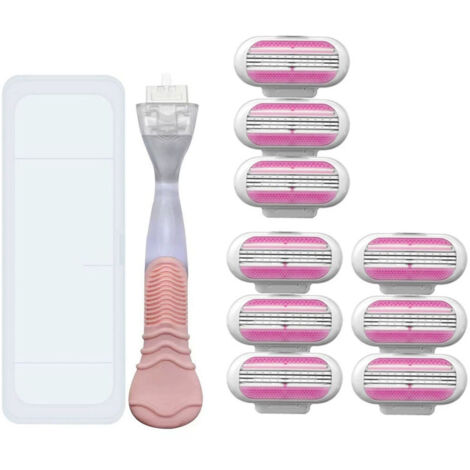 Rasoir à 3 Lames pour Épilation Feminine - Rose Antique (1 Manche + 9 Têtes de Rechange + Boîte) (1/4)