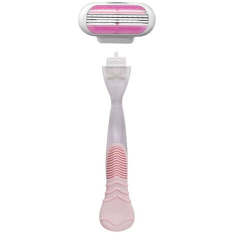 Rasoir pour aisselles féminin - Tête à 3 lames remplaçables - Anti-irritations et économique - Compatible avec tous les rasoirs femme - Rose classique à 3 niveaux (1/4)