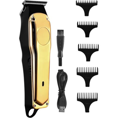 Tondeuse et rasoir professionnels rechargeables sans fil — Kit de coupe pour homme avec 5 sabots guide et accessoires de toilettage — Cadeau idéal pour barbier (1/2)