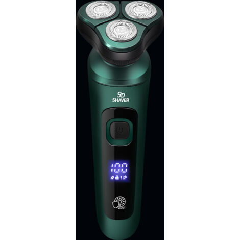Rasoir électrique 3D flottant à triple tête LED rechargeable USB-C - Pour homme, peau sèche/humide, étanche, avec affichage numérique intelligent et douille de précision pour barbe (Édition SR700) (1/3)