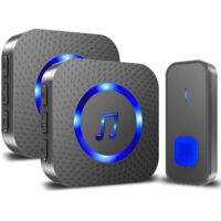 Multi-Room Wireless Doorbell-1300ft Long Range Waterproof Kit, 55 Chimes with LED Flash, 1 Push Button & 2 Plugin Receivers