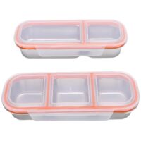 Boîte à lunch avec compartiments – Contenants étanches 700ml et 600ml en inox résistant au lave-vaisselle – 2 pièces