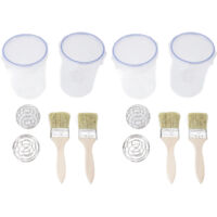 Ensemble de Contenants de Peinture Set 4 Pots Airtight 1000ml avec Boules Mélange et Brosses pour Stockage et Reste Peinture DIY - Matière Plastique Transparent