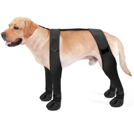 Bottes à bretelles pour chien, montantes, antidérapantes, anti-chute, réglables, protection des pattes (taille L, noires)