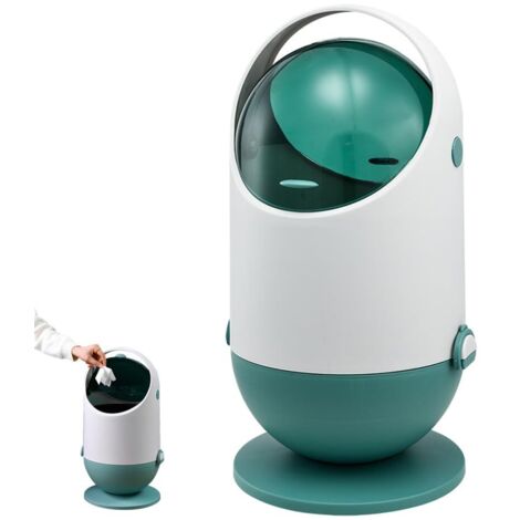 Poubelle en plastique avec couvercle à double ouverture, facile à nettoyer, compacte et portable, idéale pour la maison et le bureau. (vert 26 x 13 cm)