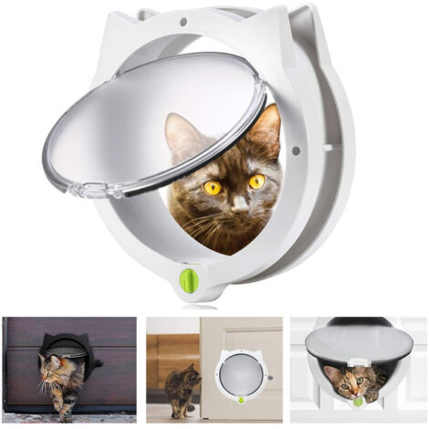 Chatière pour Animaux - Verrouillage 4 Voies, Design Unique, Facile à Installer COOCHEER - Blanc (1/4)