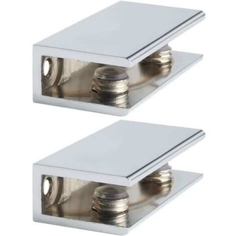 Support d'étagère rectangulaire réglable sans cadre, 2 pièces, pince robuste pour étagère en verre, chrome poli (1/4)