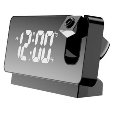 Réveil à projection pour chambre à coucher, radio-réveil numérique avec gradateur 0-100 % et 2 ports de charge USB, projecteur rotatif à 180°, double alarme, répétition, affichage LED clair (1/4)
