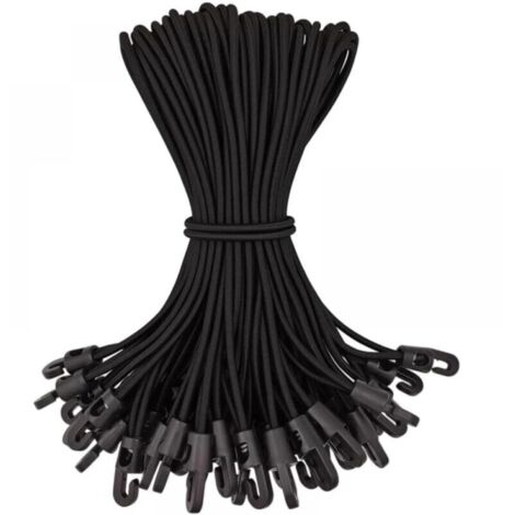 Lot de 50 tendeurs élastiques 25 cm – Crochets en plastique de qualité – Résistance aux intempéries – Pour bâches et camping (1/4)